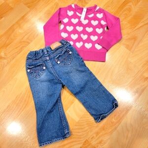 Levi's boot Cut Denim Jeans Size 12 months Cherokee heart sweater